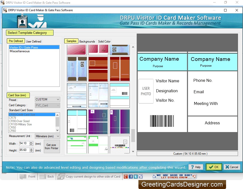 visitor card template