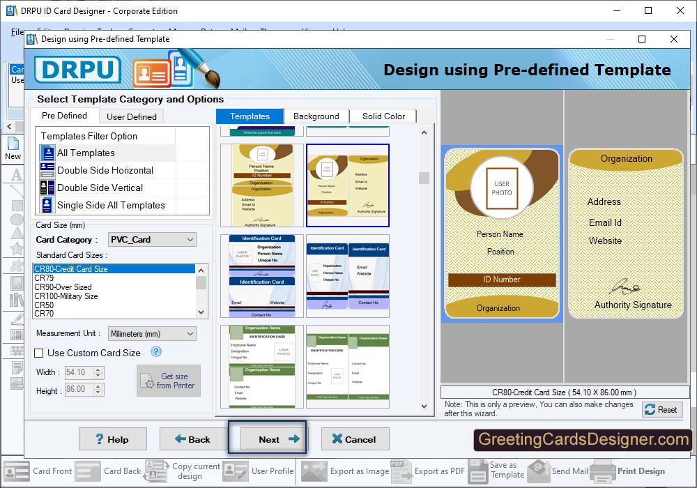 Choose Pre-defined Template