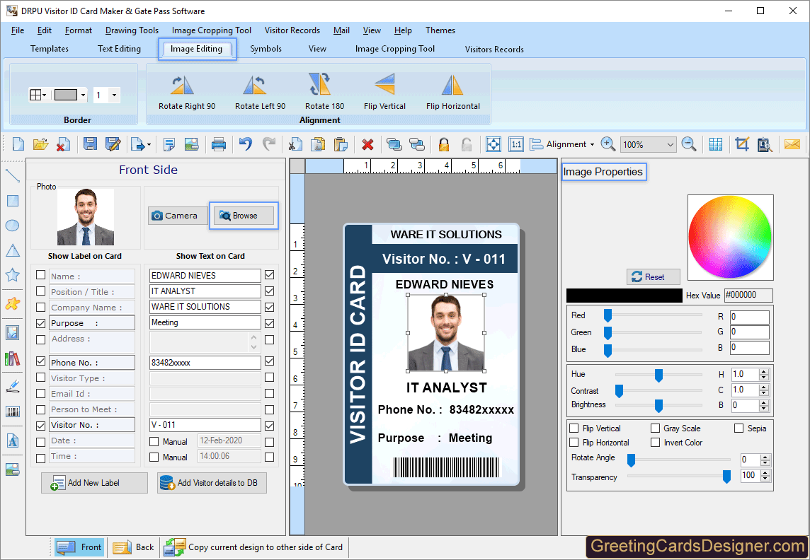 Create Gate pass or visitor ID card using Visitor ID Card Designer Software